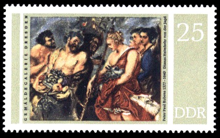 25 Pf Briefmarke: Gemäldegalerie Dresden, Rubens, Dianas Heimkehr 25 Pf Briefmarke: Gemäldegalerie Dresden, Rubens, Dianas Heimkehr