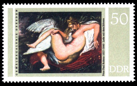 50 Pf Briefmarke: Gemäldegalerie Dresden, Rubens, Leda mit Schwan 50 Pf Briefmarke: Gemäldegalerie Dresden, Rubens, Leda mit Schwan