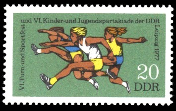 20 Pf Briefmarke: VI. Turn- und Sportfest u. Kinder- und Jugendspartakiade, Hürdenlauf 20 Pf Briefmarke: VI. Turn- und Sportfest u. Kinder- und Jugendspartakiade, Hürdenlauf