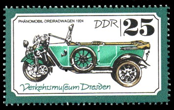 25 Pf Briefmarke: Verkehrsmuseum Dresden, Dreiradwagen