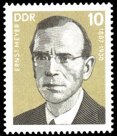 10 Pf Briefmarke: Persönlichkeiten der deutschen Arbeiterbewegung, Ernst Meyer 10 Pf Briefmarke: Persönlichkeiten der deutschen Arbeiterbewegung, Ernst Meyer