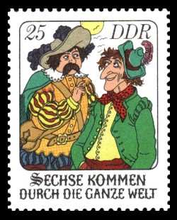 25 Pf Briefmarke: Märchen - Sechse kommen durch die ganze Welt