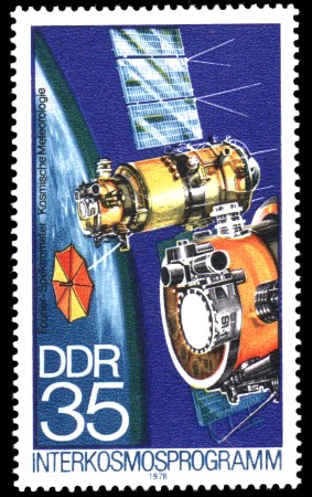 35 Pf Briefmarke: Interkosmosprogramm, Kosmische Meteorologie