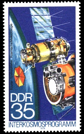 35 Pf Briefmarke: Interkosmosprogramm, Kosmische Meteorologie 35 Pf Briefmarke: Interkosmosprogramm, Kosmische Meteorologie