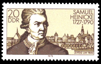20 Pf Briefmarke: 200 Jahre Gehörlosenbildung, Samuel Heinicke 20 Pf Briefmarke: 200 Jahre Gehörlosenbildung, Samuel Heinicke