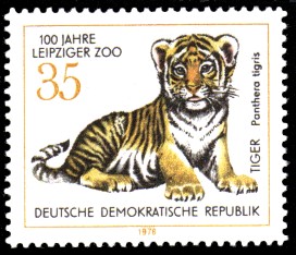 35 Pf Briefmarke: 100 Jahre Leipziger Zoo, Tiger