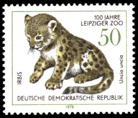 50 Pf Briefmarke: 100 Jahre Leipziger Zoo, Irbis