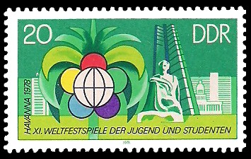 20 Pf Briefmarke: XI. Weltfestspiele der Jugend und Studenten, Gebäude in Havanna
