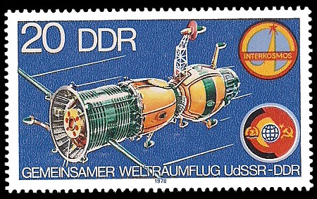 20 Pf Briefmarke: Interkosmos, Gemeinsamer Weltraumflug UdSSR-DDR