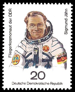 20 Pf Briefmarke: Gemeinsamer Weltraumflug UdSSR-DDR, Sigmund Jähn 20 Pf Briefmarke: Gemeinsamer Weltraumflug UdSSR-DDR, Sigmund Jähn