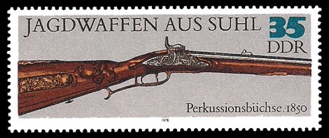 35 Pf Briefmarke: Jagdwaffen aus Suhl, Perkussionsbüchse