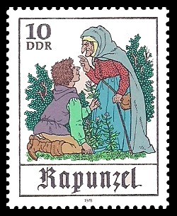 10 Pf Briefmarke: Märchen - Rapunzel