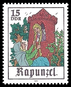 15 Pf Briefmarke: Märchen - Rapunzel 15 Pf Briefmarke: Märchen - Rapunzel