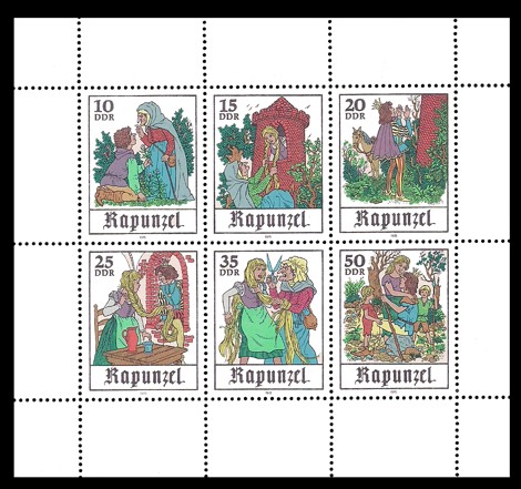 Briefmarke: Kleinbogen - Märchen - Rapunzel Briefmarke: Kleinbogen - Märchen - Rapunzel