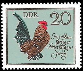 20 Pf Briefmarke: Rassegeflügel, Federfüßiger Zwerg