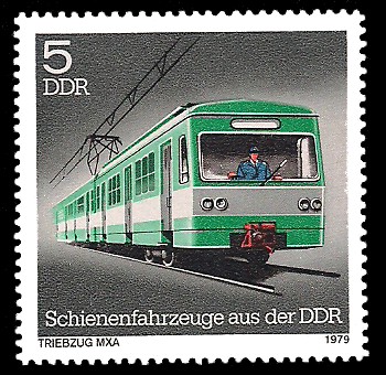 5 Pf Briefmarke: Schienenfahrzeuge aus der DDR, Triebzug MXA