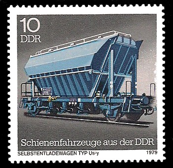 10 Pf Briefmarke: Schienenfahrzeuge aus der DDR, Selbstentladewagen