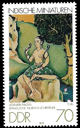 70 Pf Briefmarke: Indische Miniaturen, Asavari Ragini 70 Pf Briefmarke: Indische Miniaturen, Asavari Ragini