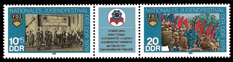  Briefmarke: Dreierstreifen - Nationales Jugendfestival der DDR