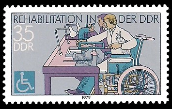 35 Pf Briefmarke: Rehabilitation in der DDR, Arbeit