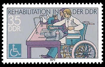 35 Pf Briefmarke: Rehabilitation in der DDR, Arbeit 35 Pf Briefmarke: Rehabilitation in der DDR, Arbeit
