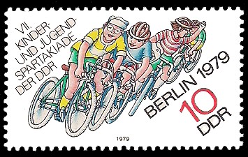 10 Pf Briefmarke: VII. Kinder- und Jugendspartakiade, Radrennen