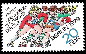 20 Pf Briefmarke: VII. Kinder- und Jugendspartakiade, Rollschuh 20 Pf Briefmarke: VII. Kinder- und Jugendspartakiade, Rollschuh