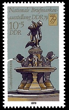 10 + 5 Pf Briefmarke: Nationale Briefmarkenausstellung DDR 79, Gänsediebbrunnen