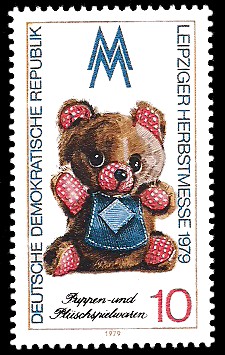 10 Pf Briefmarke: Leipziger Herbstmesse 1979, Teddy 10 Pf Briefmarke: Leipziger Herbstmesse 1979, Teddy