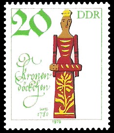 20 Pf Briefmarke: Historische Puppen, Kronendöckchen 20 Pf Briefmarke: Historische Puppen, Kronendöckchen