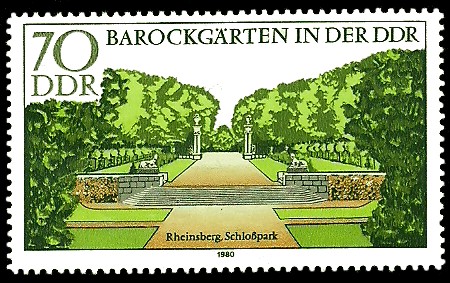 70 Pf Briefmarke: Barockgärten in der DDR, Rheinsberg 70 Pf Briefmarke: Barockgärten in der DDR, Rheinsberg
