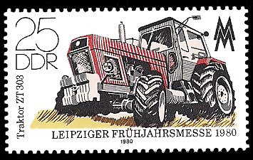 25 Pf Briefmarke: Leipziger Frühjahrsmesse 1980, Traktor ZT 303
