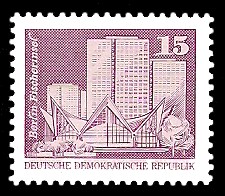 15 Pf Briefmarke: Sozialistischer Aufbau in der DDR, Fischerinsel Bln