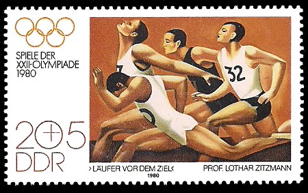 20 + 5 Pf Briefmarke: Spiele der XXII.Olympiade 1980, Zieleinlauf