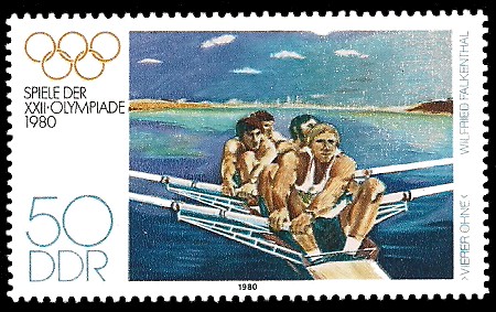 50 Pf Briefmarke: Spiele der XXII.Olympiade 1980, Ruderer