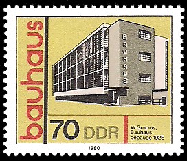 70 Pf Briefmarke: bauhaus, Bauhaus-Gebäude 70 Pf Briefmarke: bauhaus, Bauhaus-Gebäude
