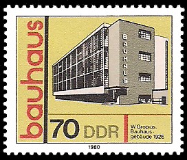 70 Pf Briefmarke: bauhaus, Bauhaus-Gebäude