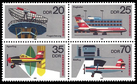 Briefmarke: Viererblock - Interflug Briefmarke: Viererblock - Interflug