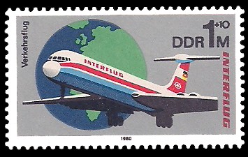 1 M Briefmarke: Interflug, Verkehrsflug 1 M Briefmarke: Interflug, Verkehrsflug