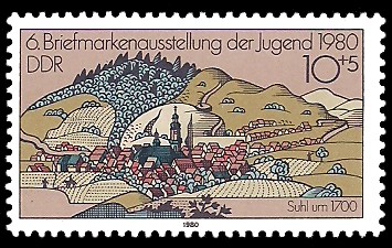 10 + 5 Pf Briefmarke: 6. Briefmarkenausstellung der Jugend, Suhl um 1700