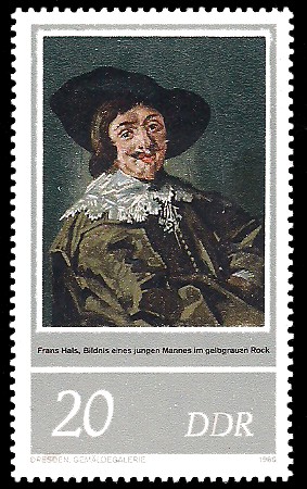 400 Geburtstag Frans Hals Junger Mann Im Gelbgrauen Rock Briefmarke Ddr