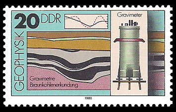 20 Pf Briefmarke: Geophysik, Gravimetrie, Gravimeter