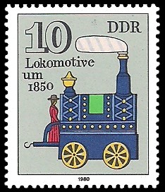 10 Pf Briefmarke: Historisches Spielzeug, Lokomotive