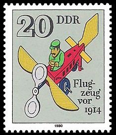 20 Pf Briefmarke: Historisches Spielzeug, Flugzeug