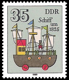 35 Pf Briefmarke: Historisches Spielzeug, Schiff