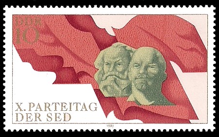 10 Pf Briefmarke: X. Parteitag der SED 10 Pf Briefmarke: X. Parteitag der SED