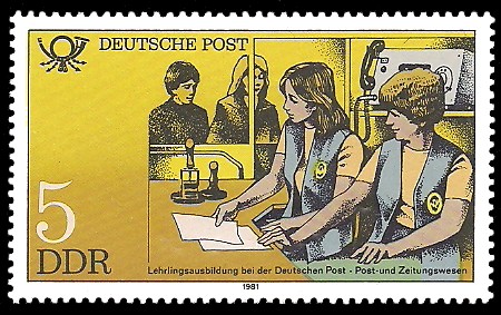 5 Pf Briefmarke: Ausbildung bei der Deutschen Post, Post- und Zeitungswesen