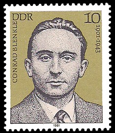 10 Pf Briefmarke: Verdienstvolle Persönlichkeiten der Arbeiterbewegung, Conrad Blenkle 10 Pf Briefmarke: Verdienstvolle Persönlichkeiten der Arbeiterbewegung, Conrad Blenkle