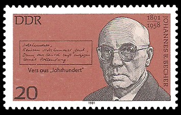 20 Pf Briefmarke: Bedeutende Persönlichkeiten, Johannes R. Becher