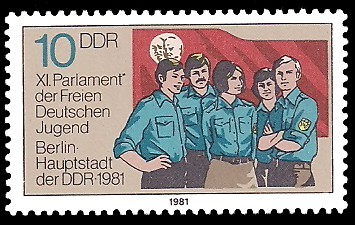 10 Pf Briefmarke: XI. Parlament der Freien Deutschen Jugend / FDJ